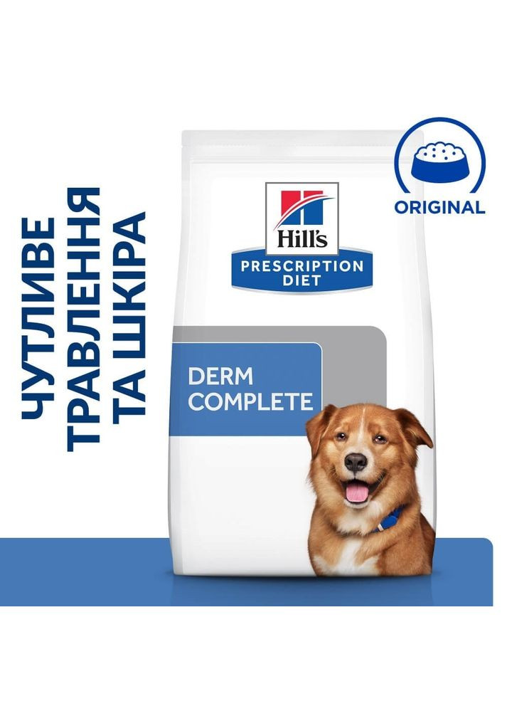 Сухий корм для собак Prescription Diet Derm Complete при харчовій алергії та атопічному дерматиті 12 кг Hill's (315890621)