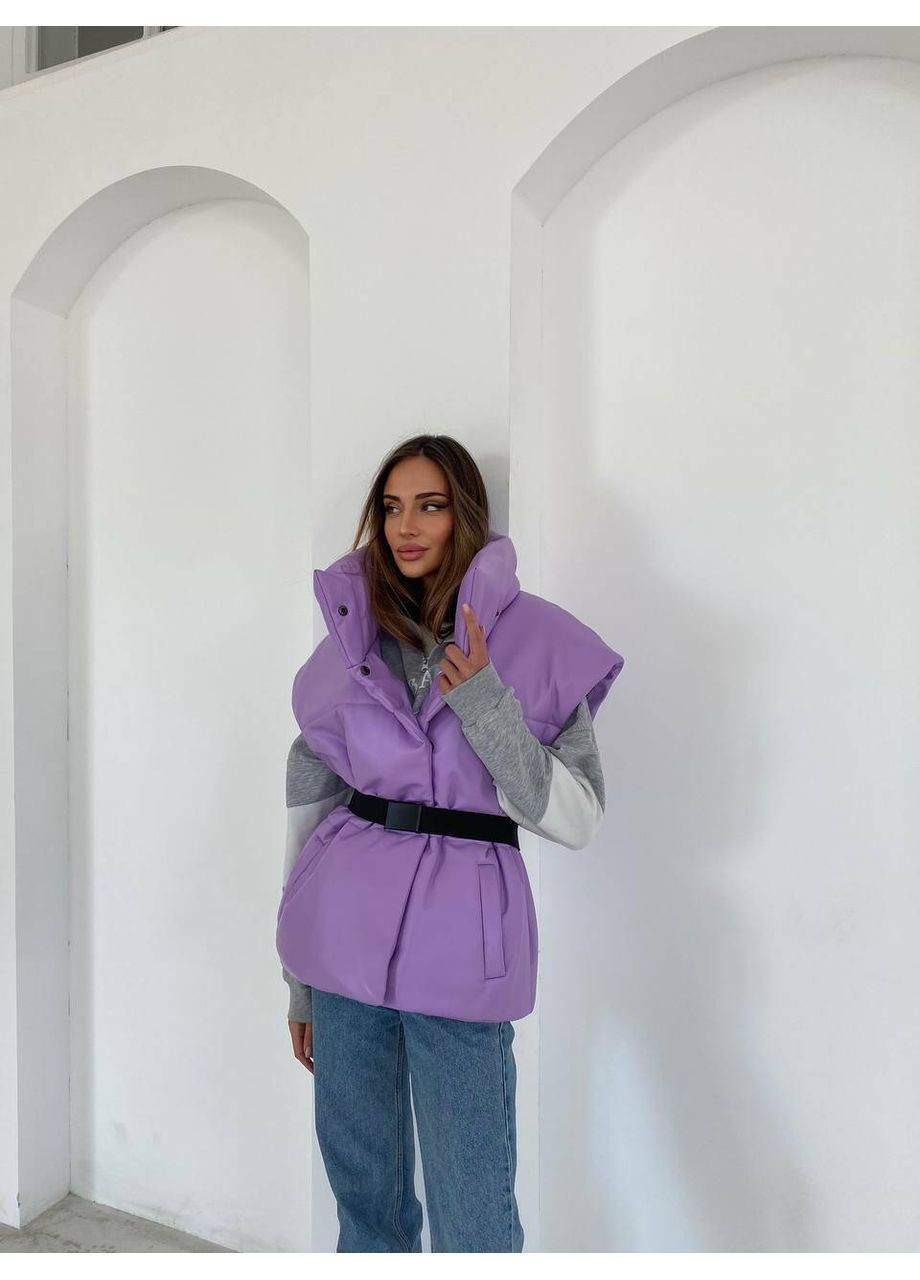 Жилет Desing из экокожи лавандового цвета milirud (366291816)