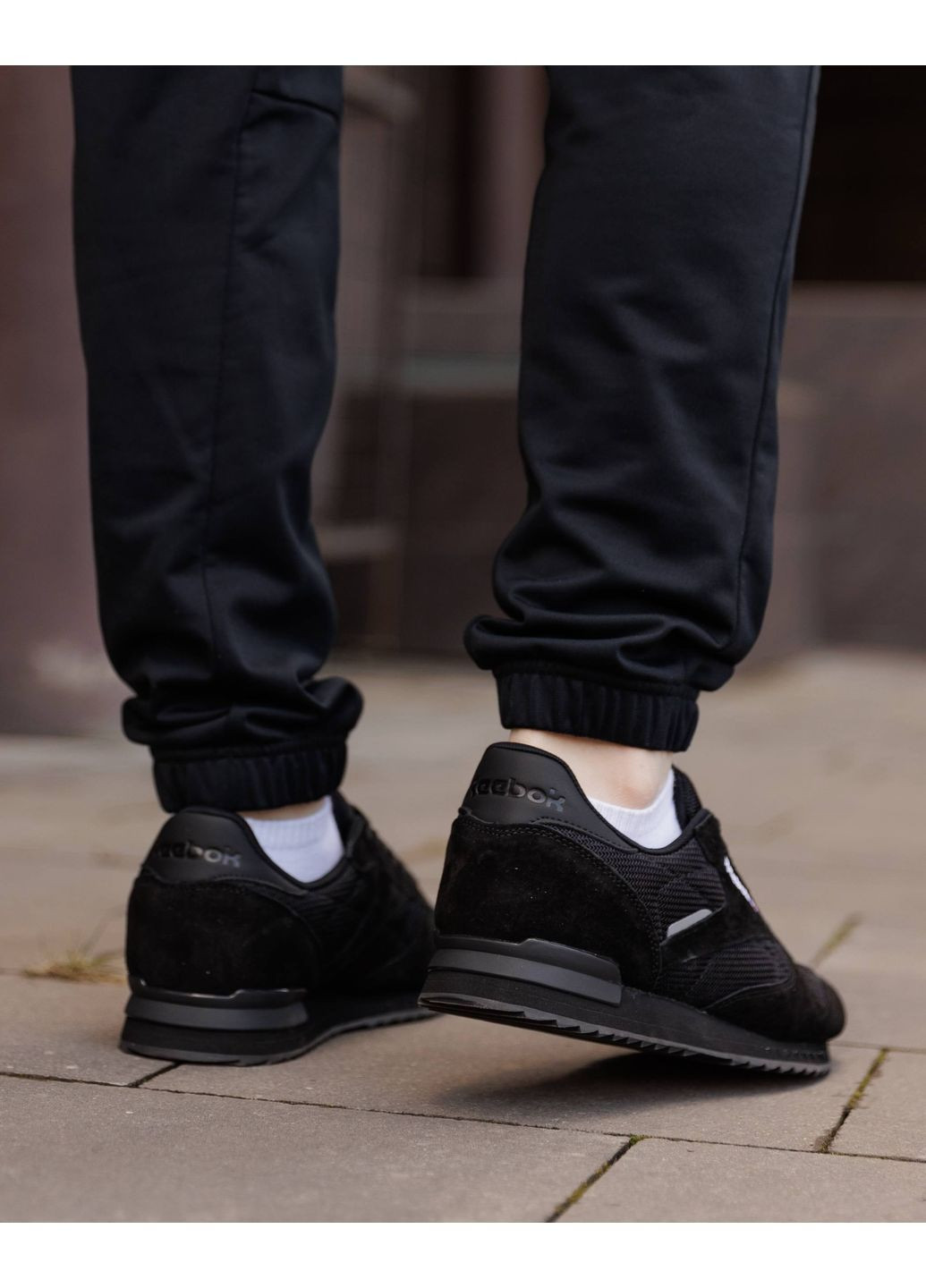 Чоловічі кросівки Reebok Classic Super Leather Black (КОПІЯ) No Brand чорні всесезони (372075124)