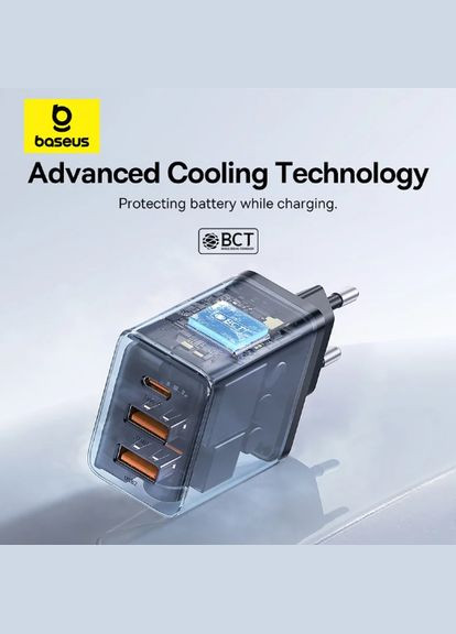 Мережевий зарядний пристрій Compact 30w PD 2xUSB-A USB-C ports charger black Baseus (301537944)