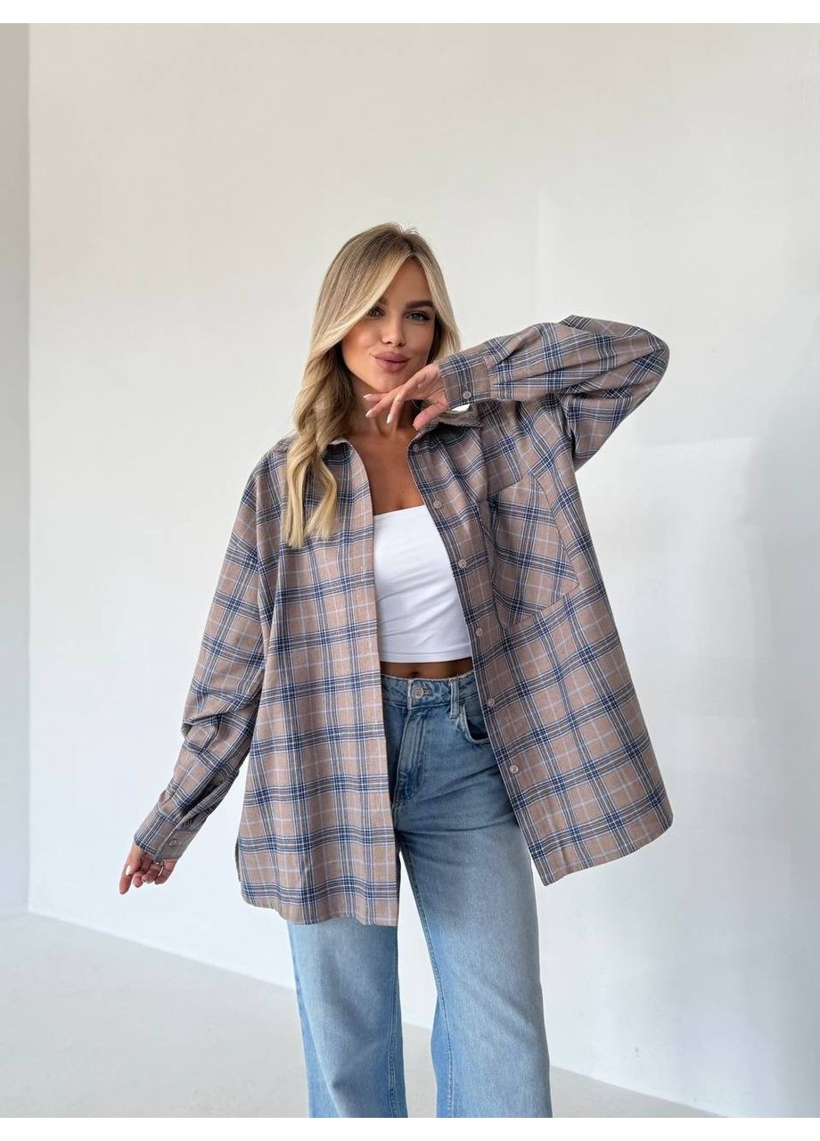 Светло-серая рубашка в клетку Garna