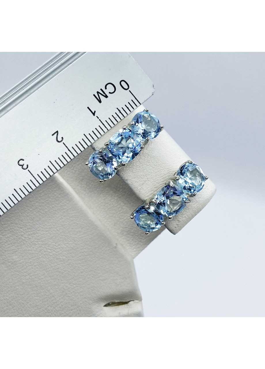 Сережки срібні з блакитним топазом 6,57 г No Brand (369737207)