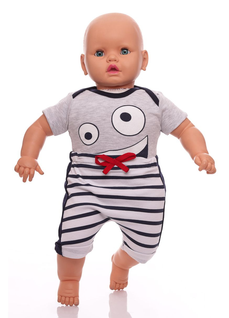 Серый летний боди+шорты модный 56 см (30547) BABYKROHA