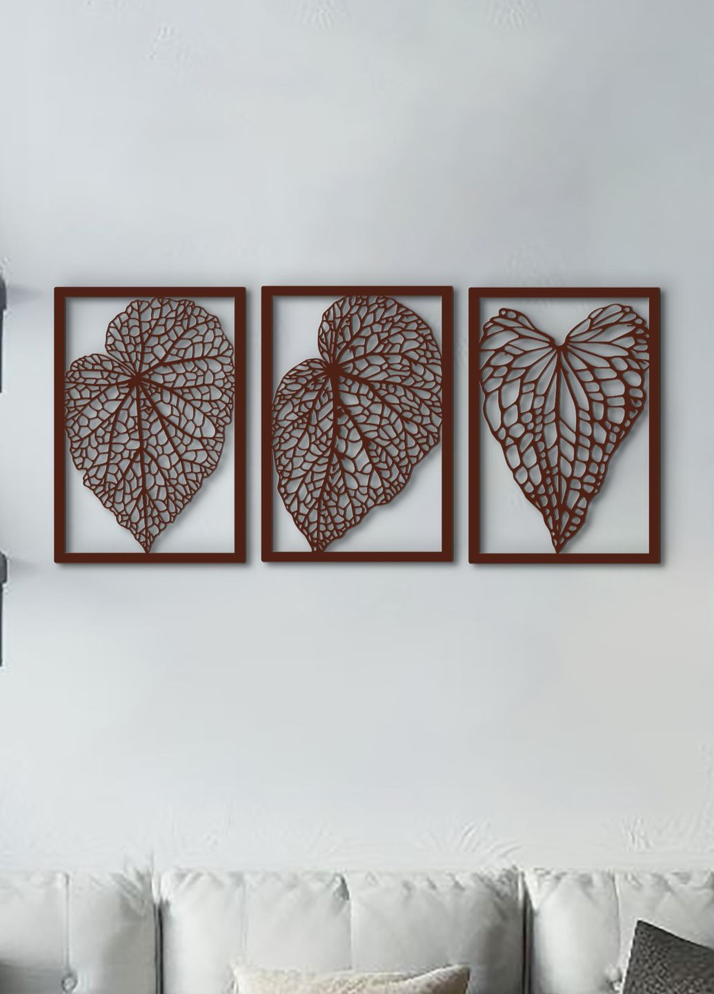 Декор в кімнату, інтер'єрна картина на стіну "Листочки модульні", стиль мініімалізм 60х135 см Woodyard (292112651)