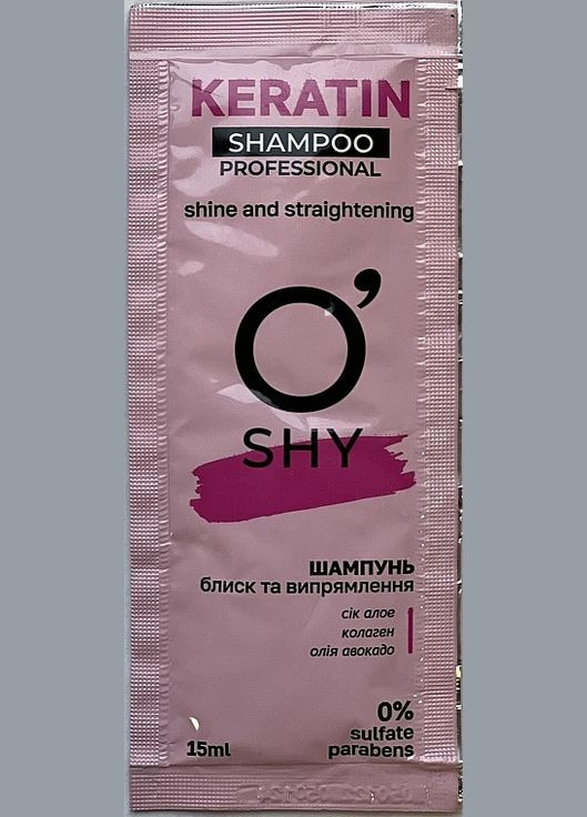 Шампунь «Блеск и выпрямление волос» (пробник) – Keratin Professional Shampoo 15ml (1148903-175629) O'shy (368652352)