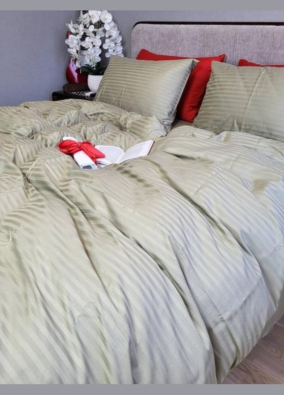 Постільна білизна бавовняна в смужку Євро 200 x 220 Страйп сатин 50 x 70 Синій No Brand (332796697)