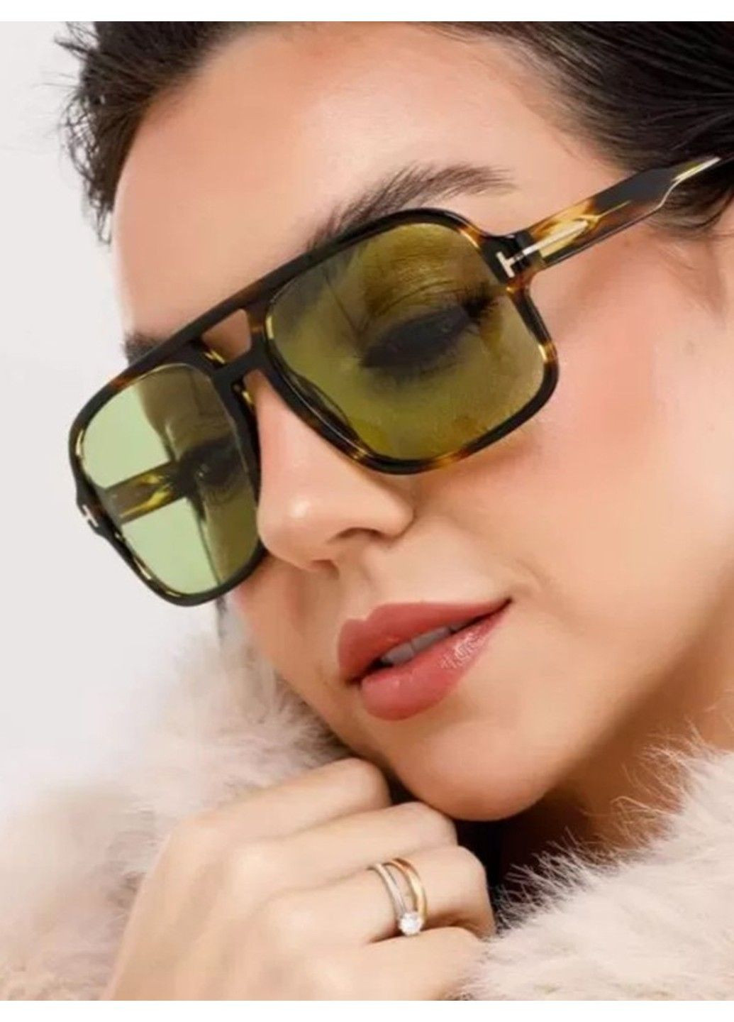 Окуляри сонцезахисні авіатор Smoke TF леопардові з зеленими лінзами No Brand (361678725)