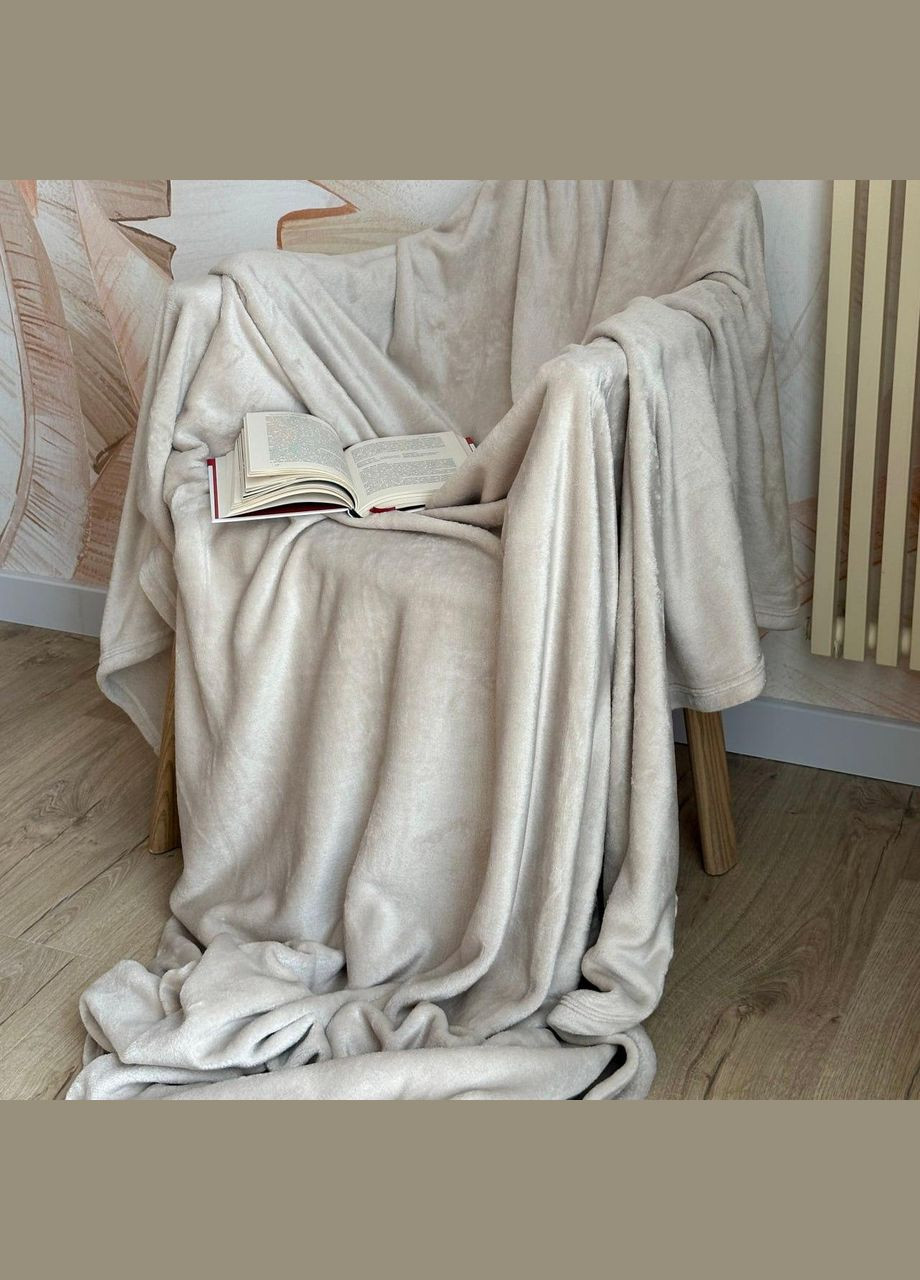 Плед микрофибра велсофт однотонный евро 200х220 Светлый М-lel-003 (М-lel-003) No Brand (306633994)