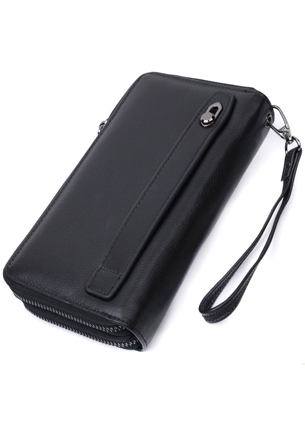 Стильний чоловічий клатч на два відділення із натуральної шкіри 22700 Чорний st leather (298111827)