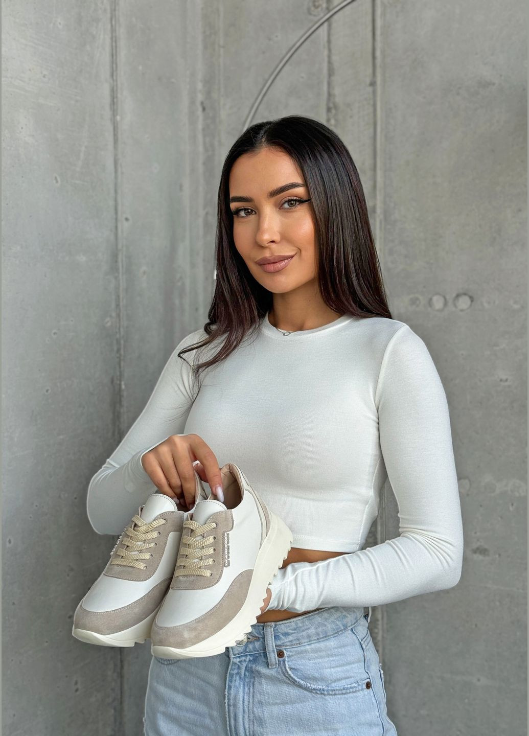 Універсальні стильні жіночі шкіряні кросівки InFashion Кросівки бежеві демісезони (307512712)