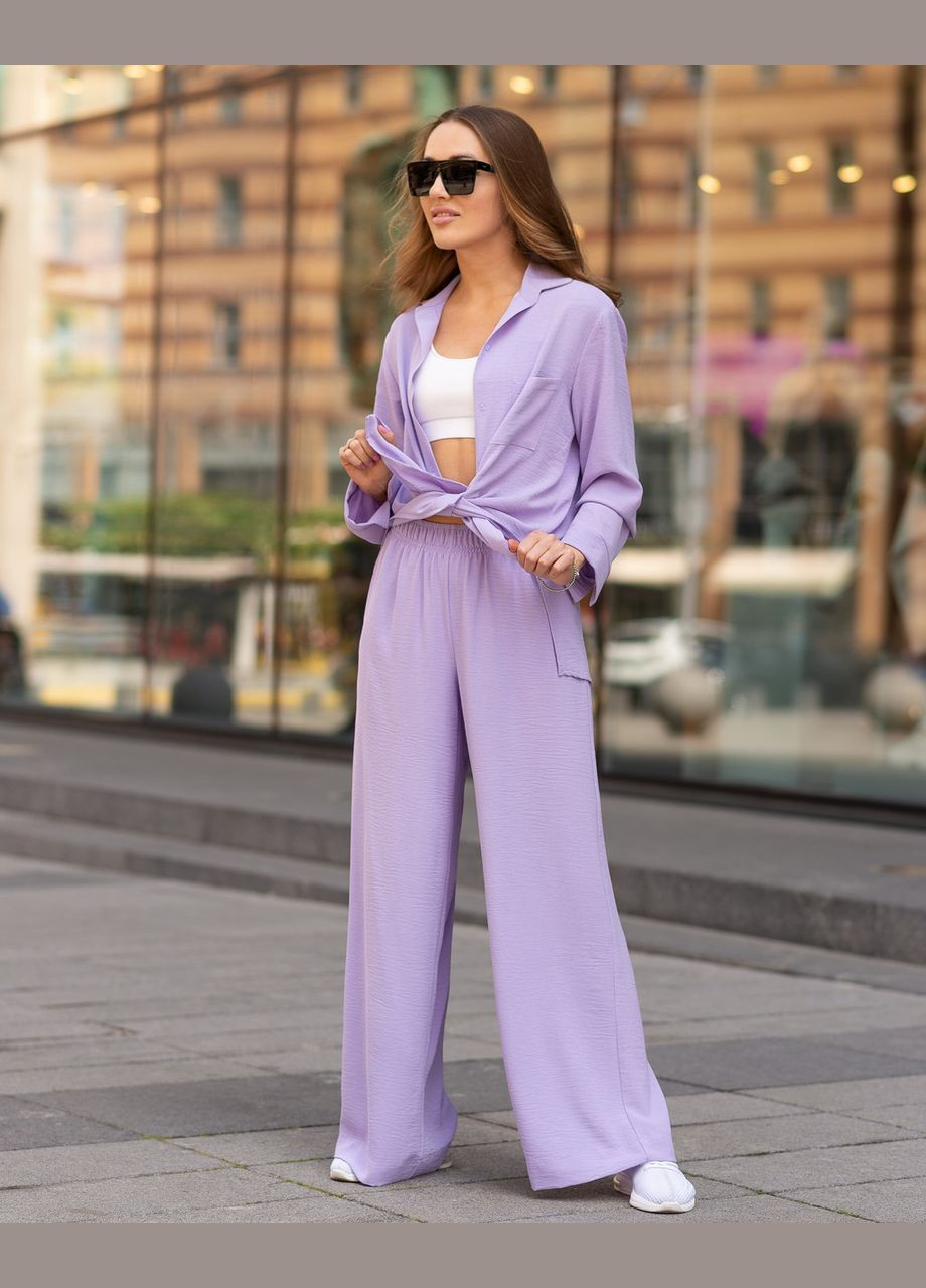 Жіночий костюм з креп жатки сорочка та штани Бузковий Maybel (258825565)