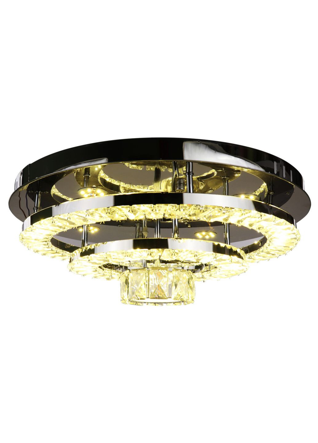 Люстра стельова кришталева LED з пультом 25665 Хром 19х50х50 см. Sunnysky (364498061)