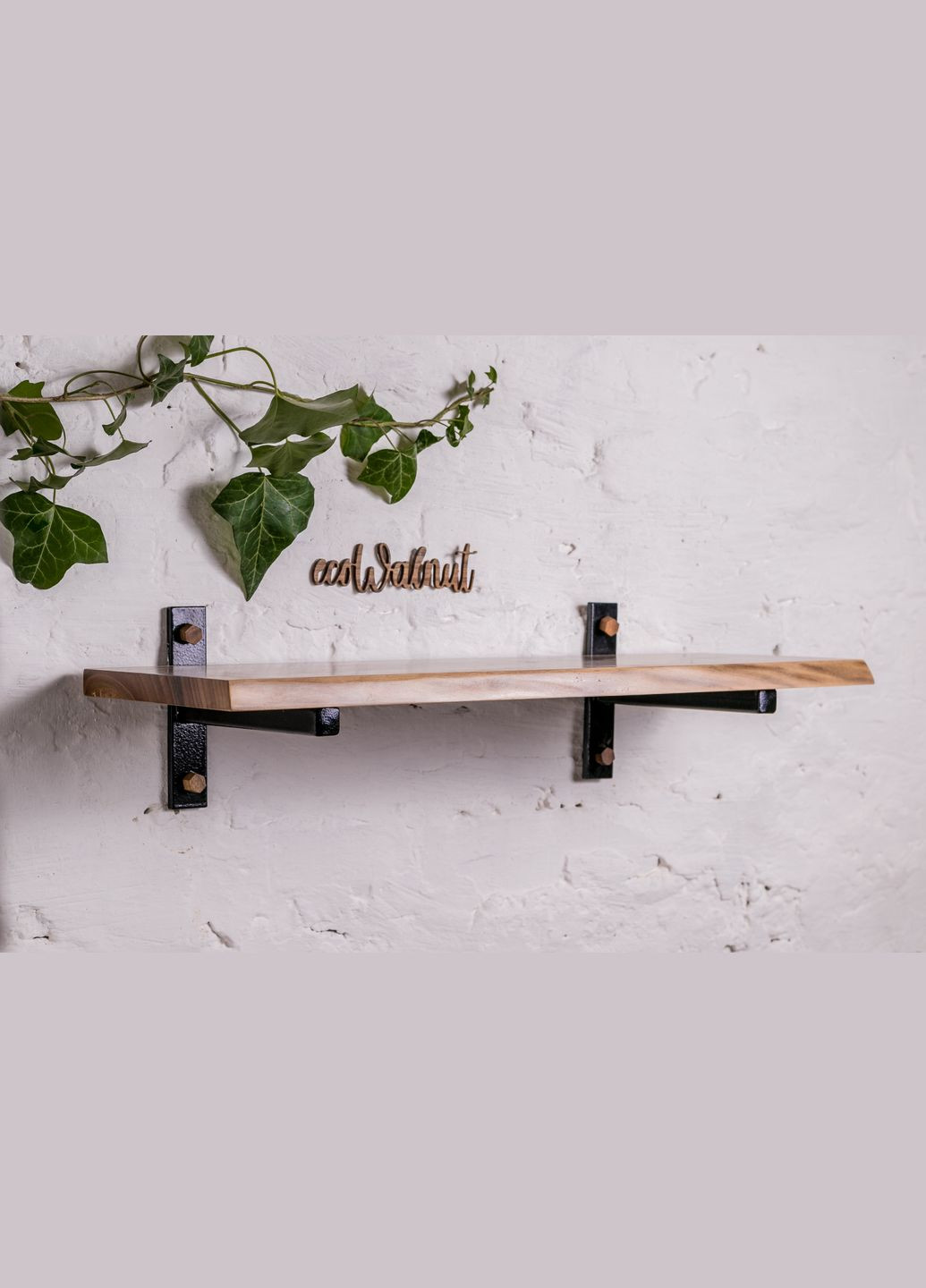 Полиця L із живим краєм (горіх) Полиця в дитячу під іграшки EcoWalnut (295012770)