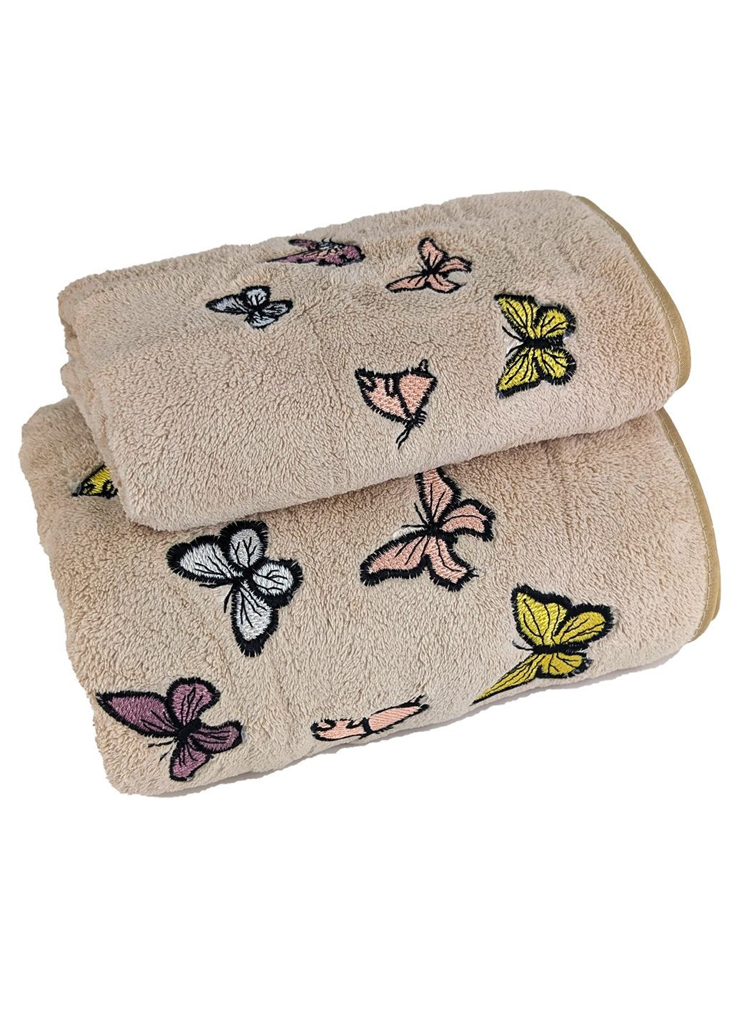 Набор полотенец 2 шт Бабочки 35x75+70x140 см бежевый LoveYouHome Love You бабочки бежевый