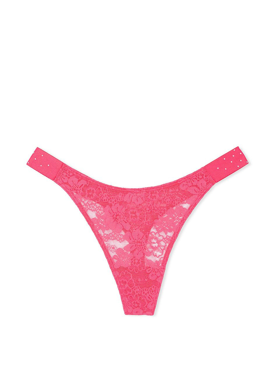 Трусики стринги женские Victoria's Secret WINK BLING LACE HIGH-LEG THONG PANTY (334863944)