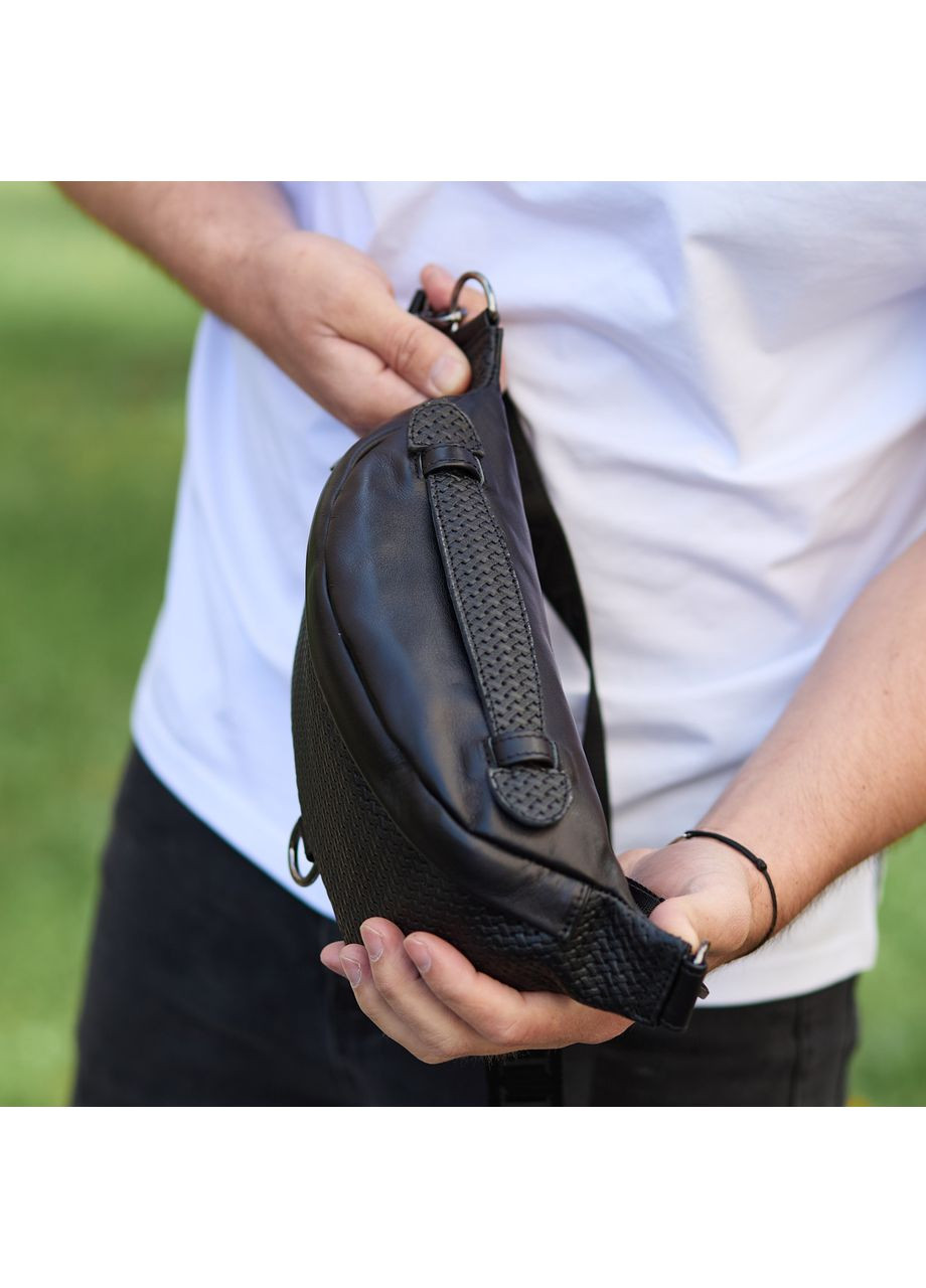 Стильна чоловіча бананка із натуральної гладкої шкіри з принтом NM-58744 Tiding Bag (339508396)