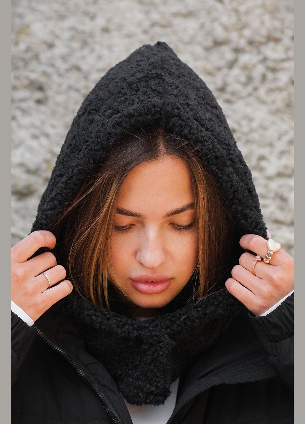 Жіноча тепла шапка капор на флісі Bonnet Without (305574714)