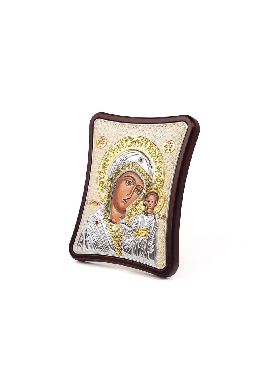 Казанська Ікона Божої Матері 15x20см на дерев'яному витягнутому кіоті з позолотою Prince Silvero (265215716)