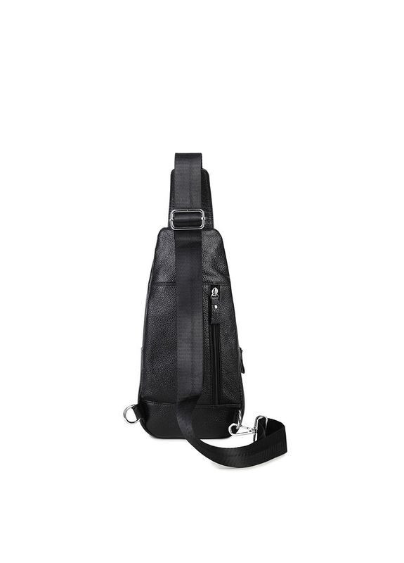 Мужская кожаная нагрудная сумка-слинг с карабином Qvant 5026 - Черная Tiding Слінг (366889790)
