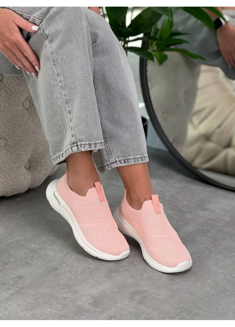 Розовые текстильные мокасины No Brand