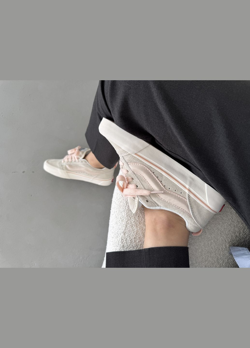 Кроссовки женские Vans KNU Skool beige pink | Ванс КНУ Скул бежевые розовые No Brand бежевые демисезоны (316231455)
