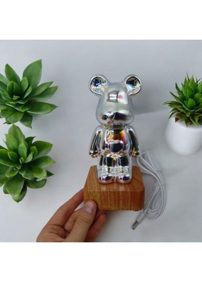 Ночник Мишка Bearbrick серебристая светодиодная для детской комнаты. ProDobro (367097556)