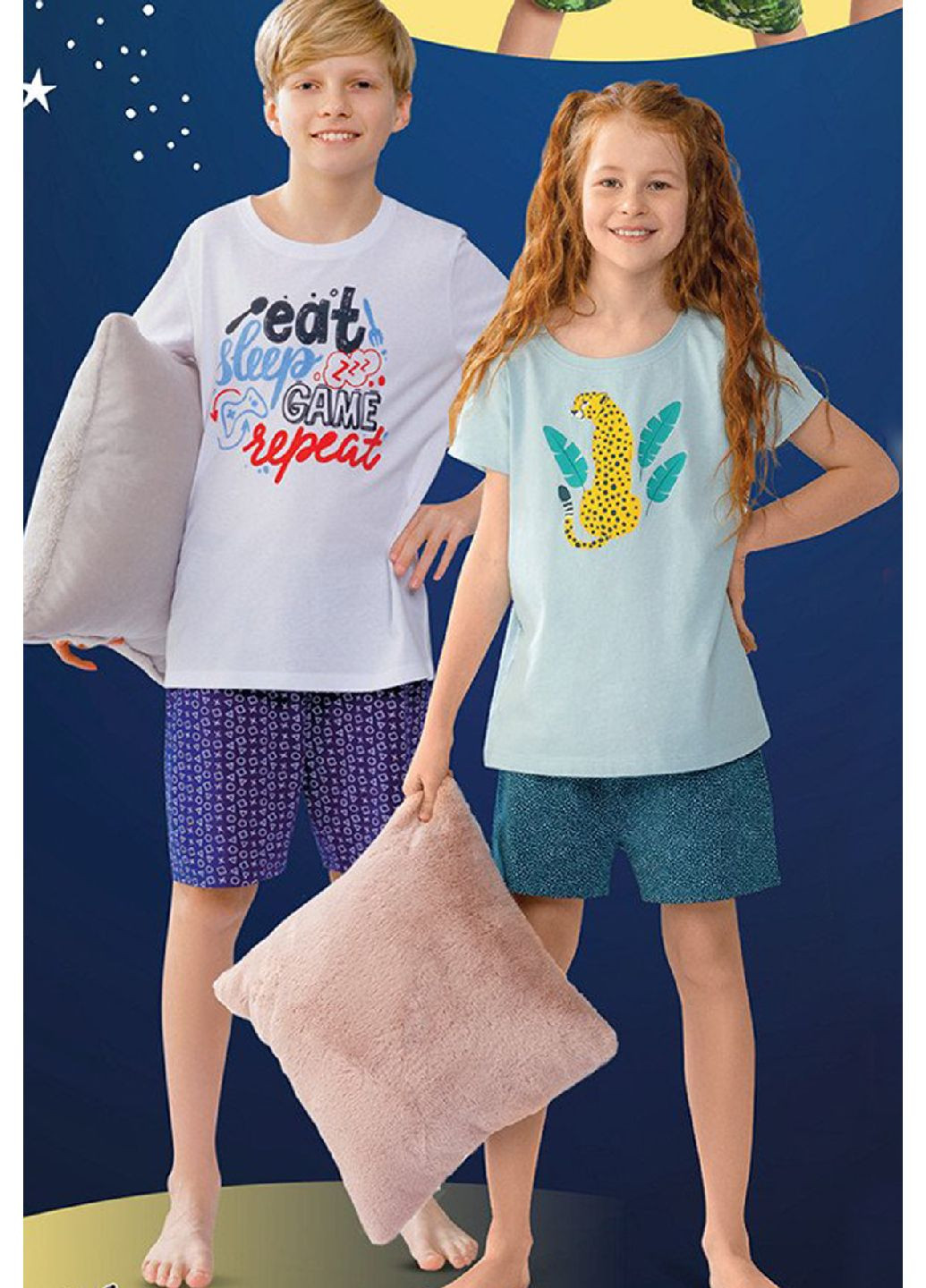 Бірюзова всесезон піжама (футболка, шорти) для дівчинки футболка + шорти Cleve