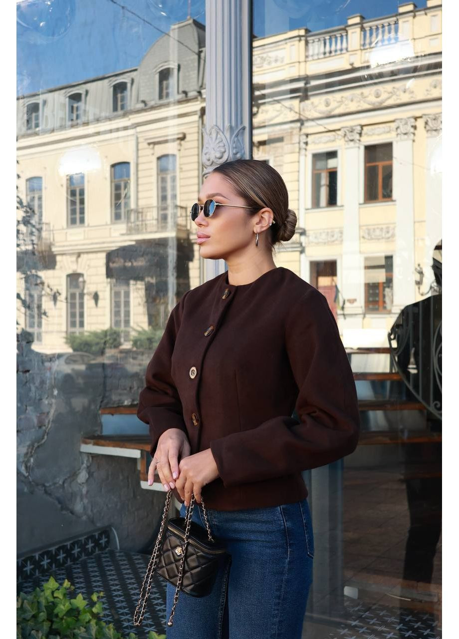 Коричневый женский женский пиджак из кашемира (размерная сетка в описании) Vione однотонный - всесезон
