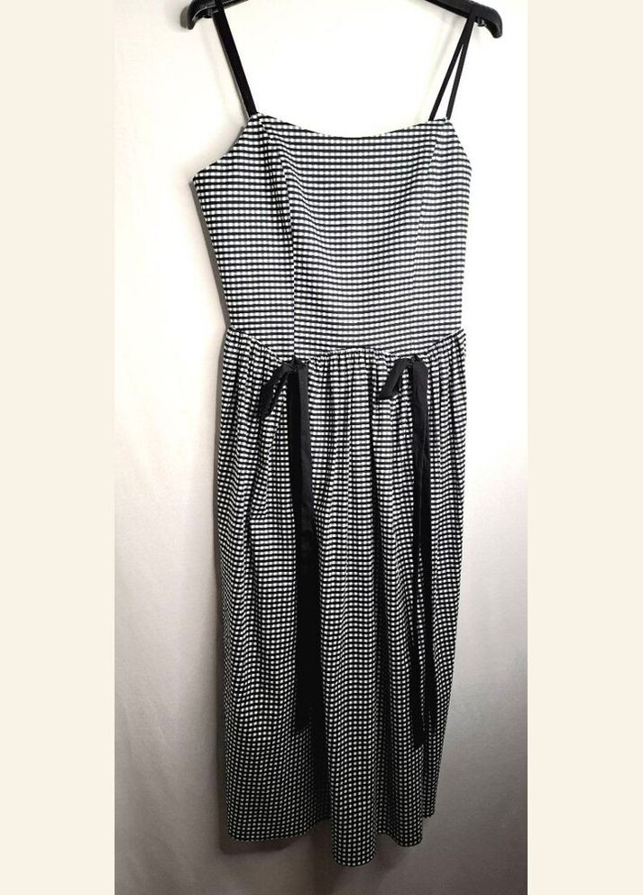 Комбінована сарафан жіночий чорно-білий в клітинку mkks577-1 KAPTSOVA