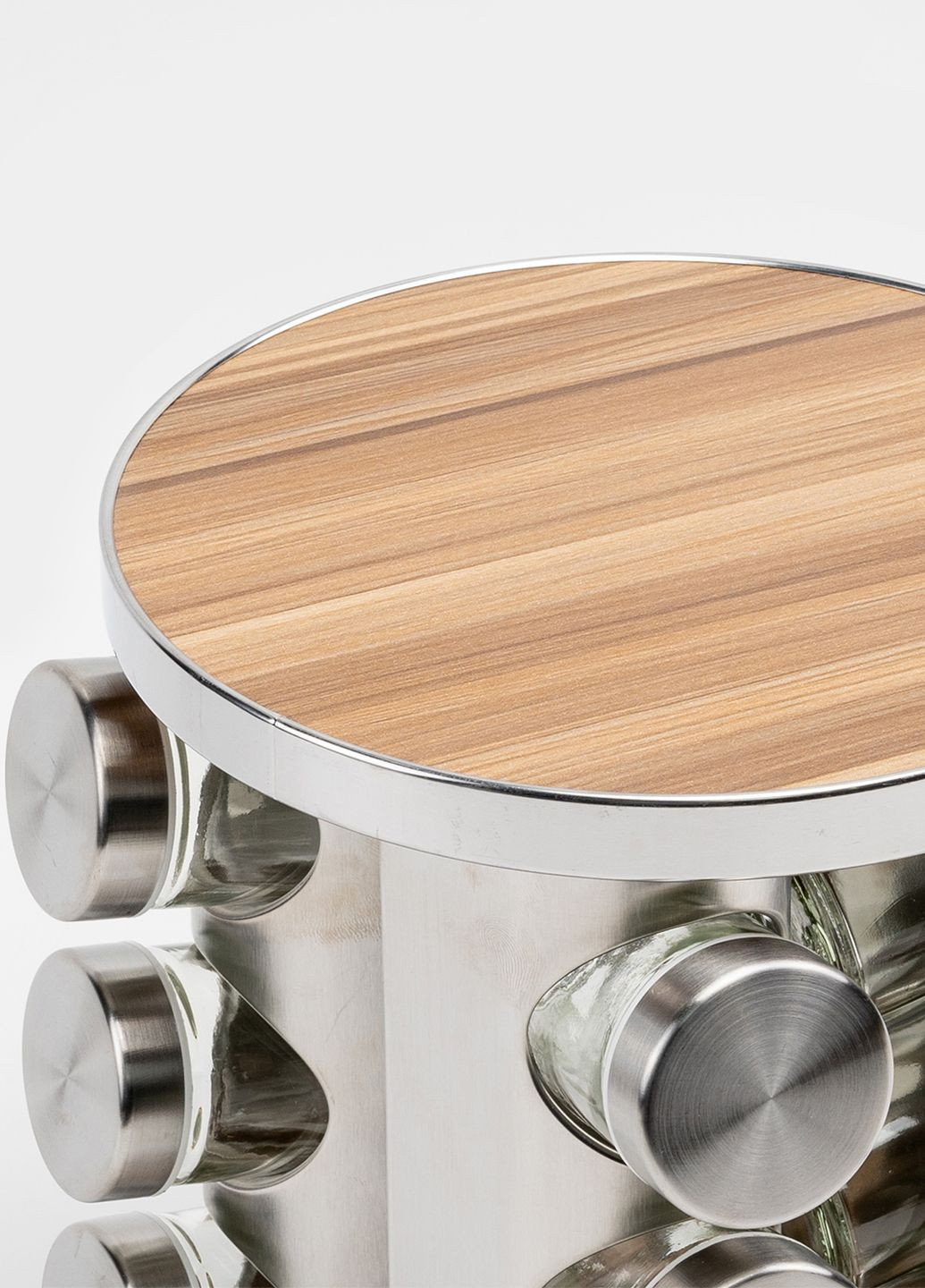 Набір ємностей для спецій на підставці 12 од. нерж. сталь та дерево LoveYouHome Love You (323586632)