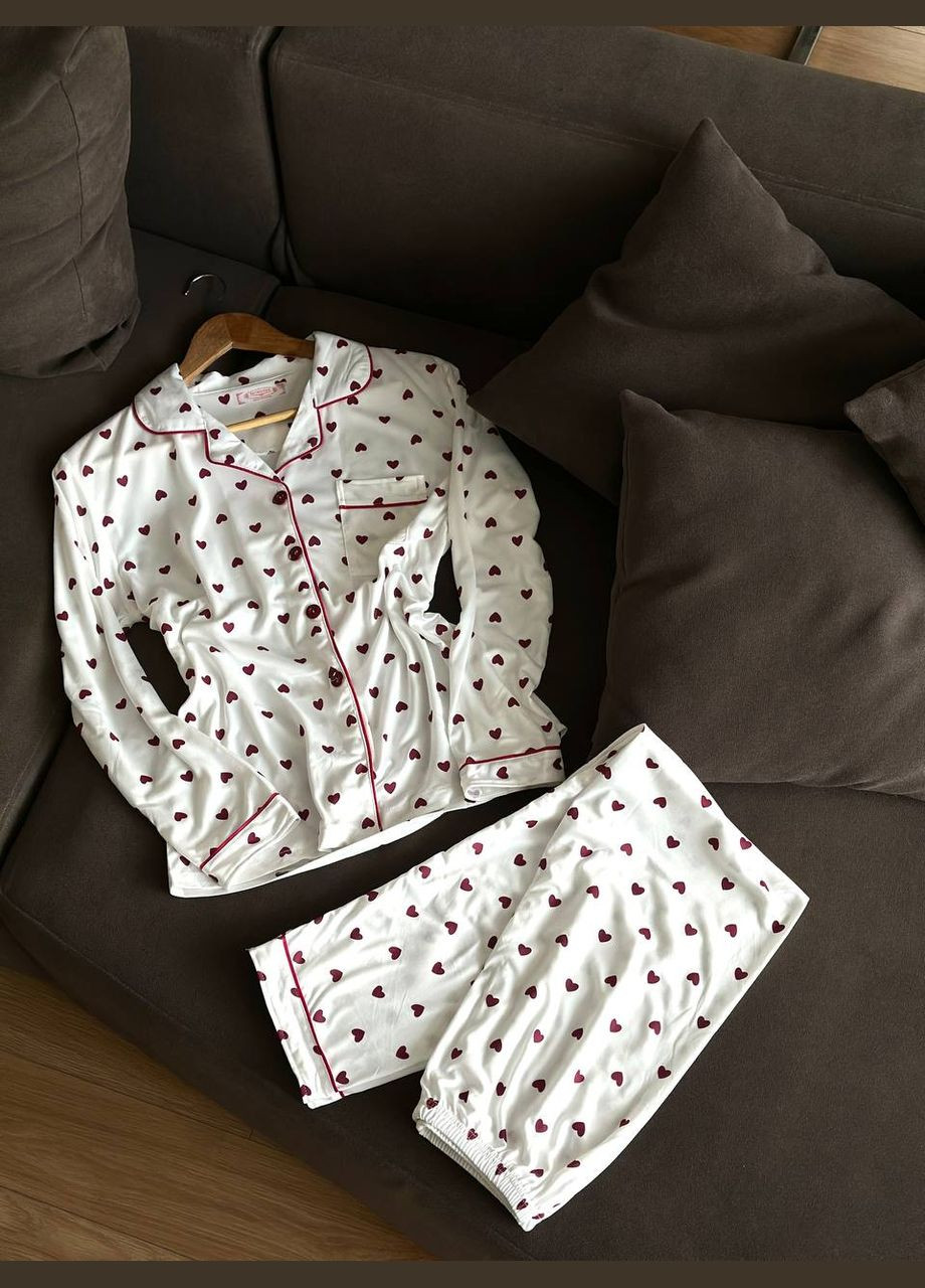 Белая всесезон пижама женская рубашка + брюки No Brand