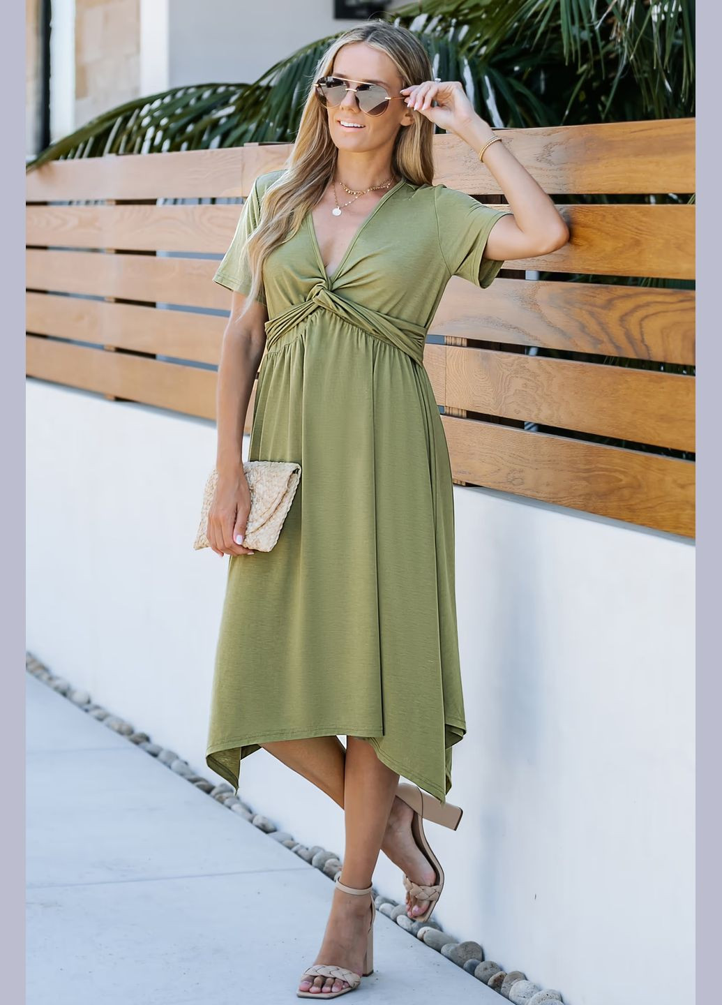 Оливковое (хаки) повседневный платье CUPSHE однотонное