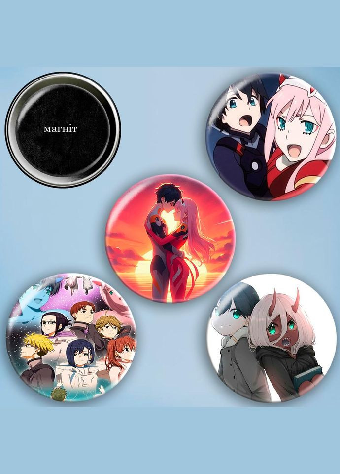 Фотомагніти 4 шт круглі магніти набір Любий у Франксі 56 мм #081 чорний No Brand (309156366)