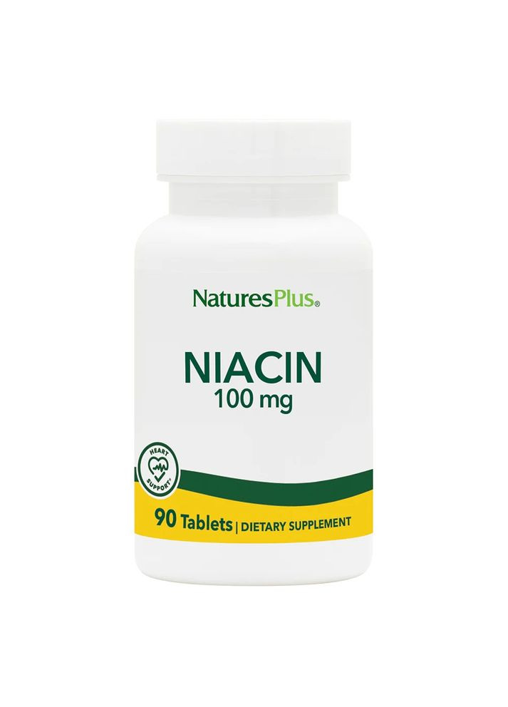 Витамины и минералы Niacin 100 mg, 90 таблеток Natures Plus (322293935)