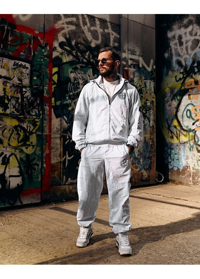 Чоловічий спортивний костюм демісезонний білий Stone Island (363317833)