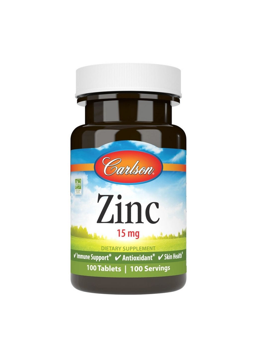 Вітаміни та мінерали Zinc 15 mg, 100 таблеток Carlson Labs (293420895)