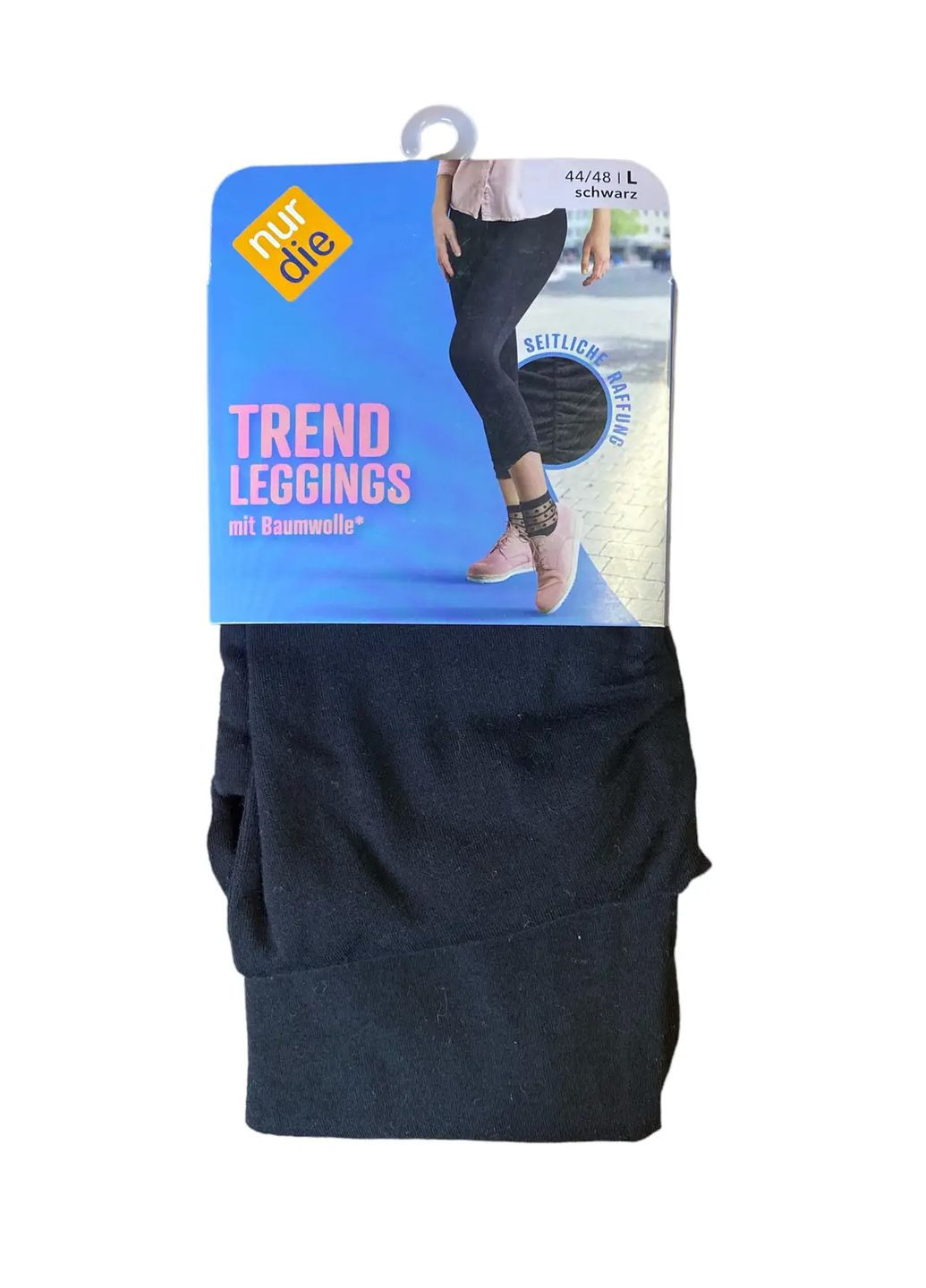 Черные демисезонные женские леггинсы хлопчатобумажные trend leggings 44-48 (l) черные (711011) Nur Die