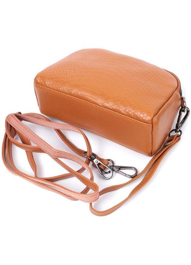 Сумка крос-боді через плече для телефону та документів жіноча з натуральної шкіри середня Рудий 37264 Vintage (361970377)