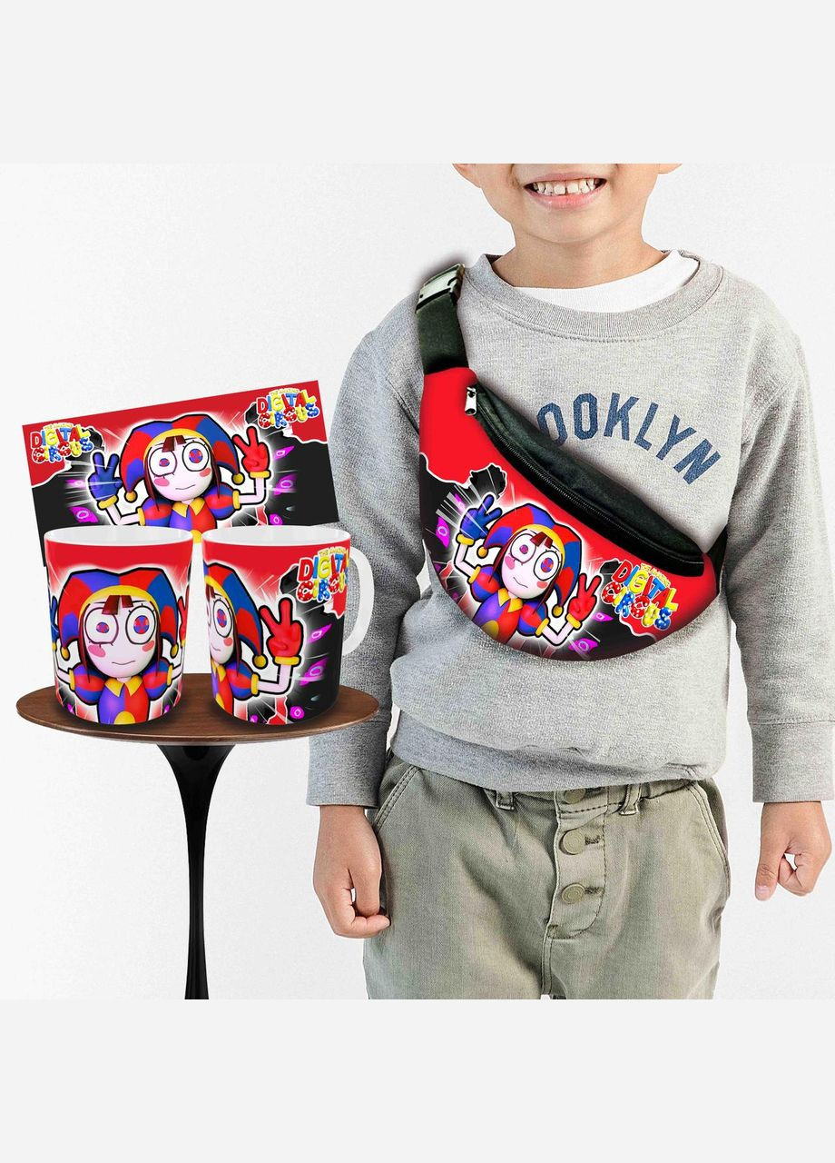Набор: детская сумка-бананка+кружка Цифровой Цирк «Amazing Digital Circus» 32х15см, бананка для мальчика, девочки через плечо No Brand (319760225)