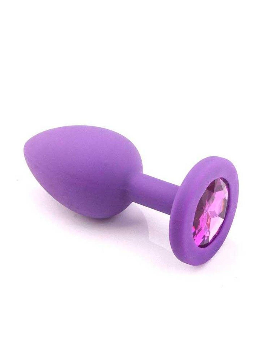 Фиолетовая силиконовая анальная пробка с кристаллом - 2.7*7 см – Анальные игрушки No Brand (288538971)