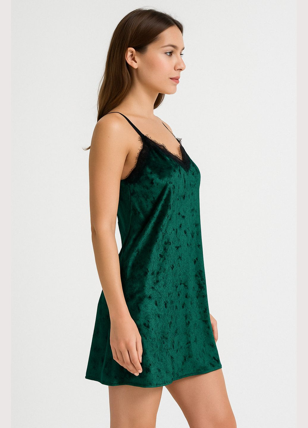 Женская ночная рубашка велюровая зеленая Modashoping (372013213)