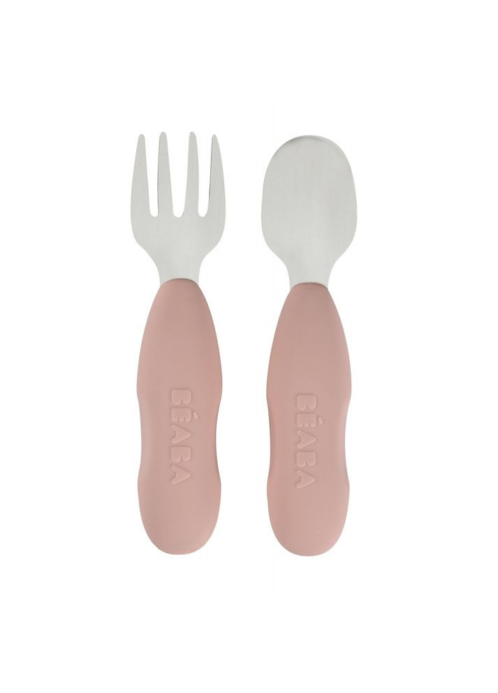 Набор ложка и вилка металлическая 10+розовый, арт. 913596 Beaba (369669009)