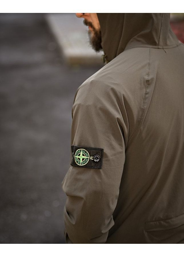 Оливковая демисезонная ветровка No Brand