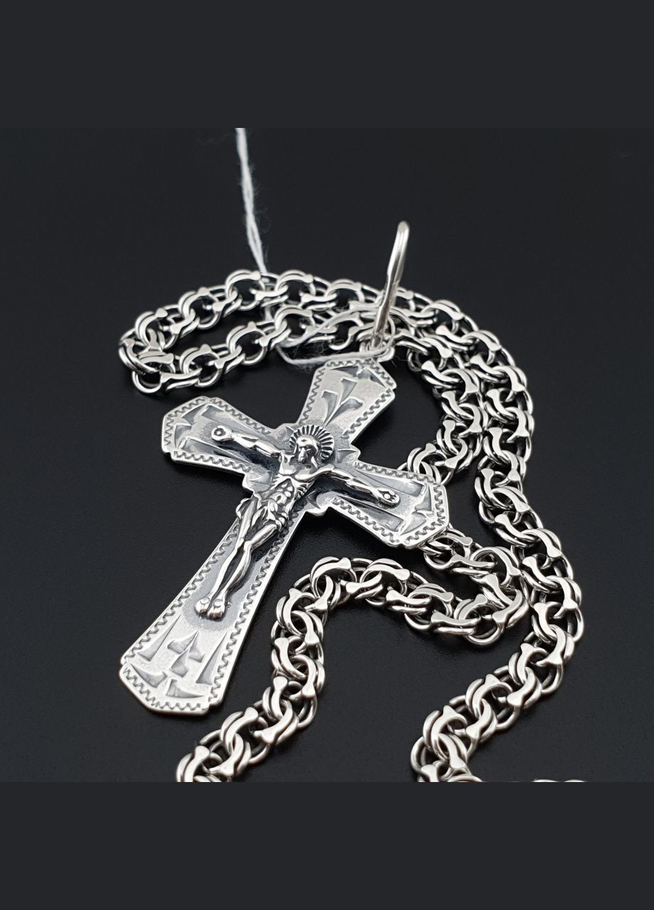 Комплект! Срібний ланцюжок із хрестиком. Чоловічий кулон і цепочка зі срібла 925 см ZLATO (277979724)