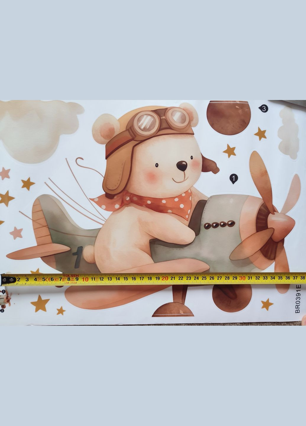 Вінілові наклейки на стіну Ведмедик на літаку (лист 30 х 60 см) Б438-12 BRUP (302241749)