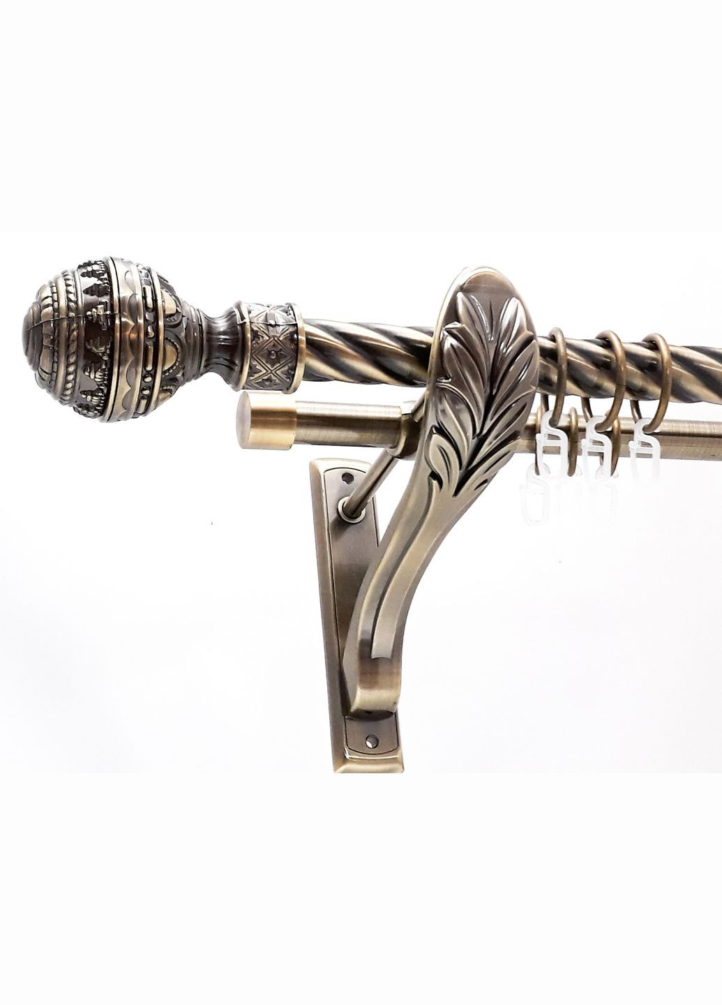 Карниз для штор Арабеска металлический двухрядный ретро витая труба кольцо металлическое Антик 25\19 мм 240 см ORVIT (299335512)