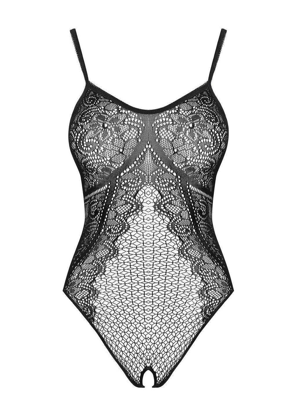 Чорний демісезонний боді сітка з вирізом b114 Obsessive