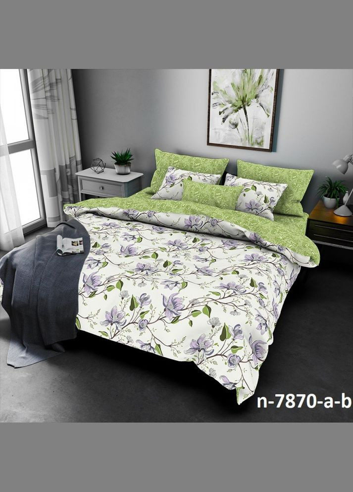 Постільна білизна бавовняна Квіти Євро 200 x 220 Бязь Білий 70 х 70 No Brand (299153695)