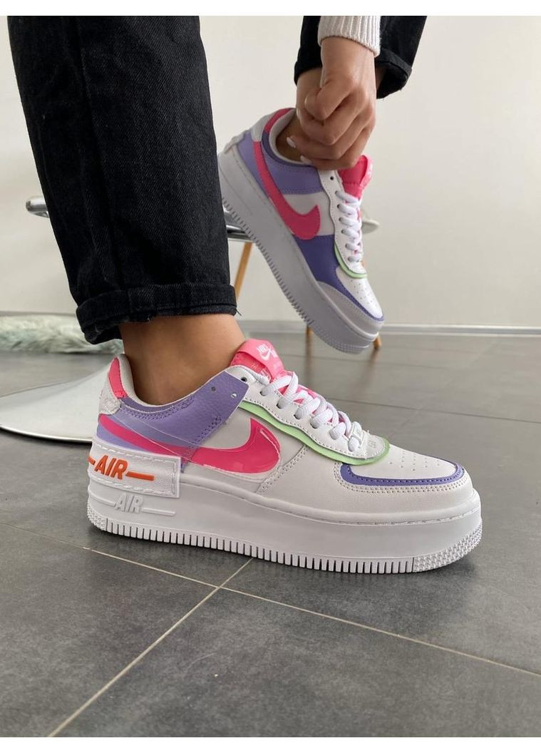КРОССОВКИ ЖЕНСКИЕ NIKE AIR FORCE 1 SHADOW DOUBLE SWOOSH НАЙК АИР ФОРС 1 No Brand комбинированные демисезоны (391065747)