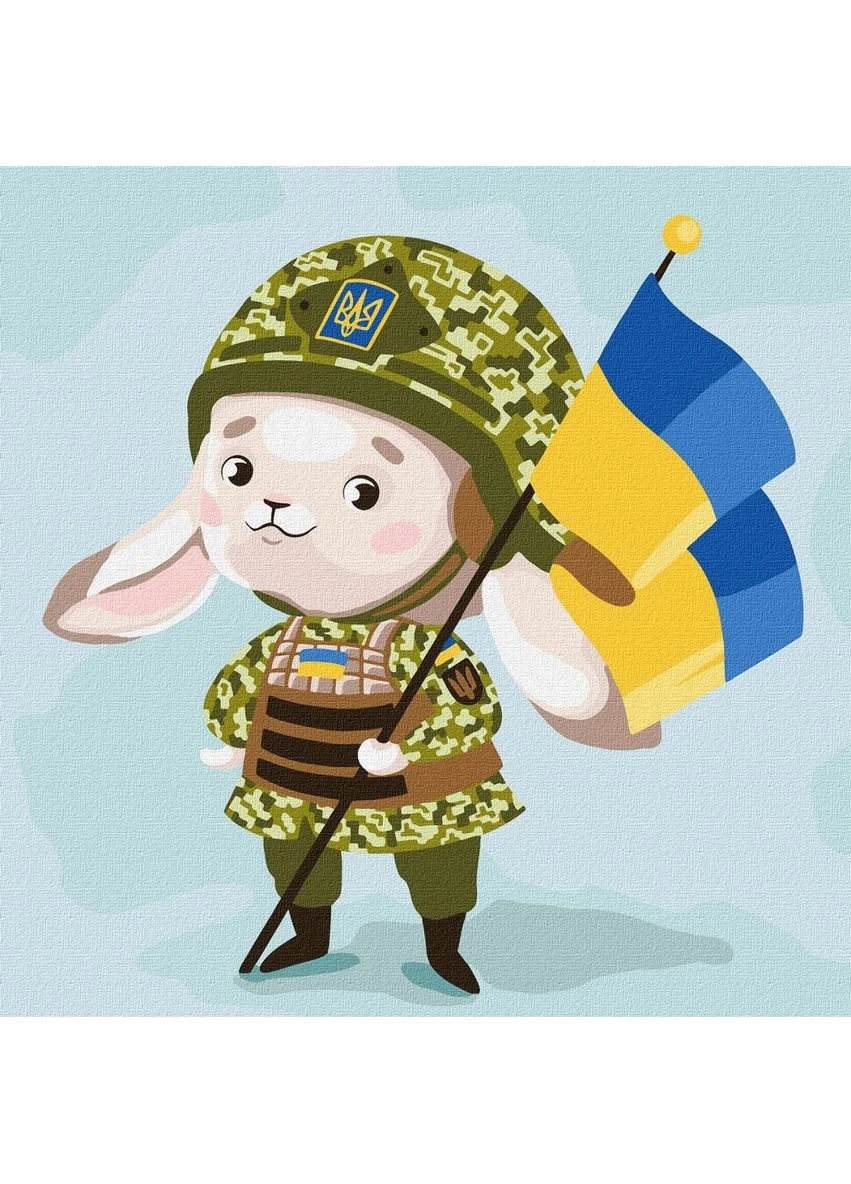 Картина по номерам "Зайчик-защитник" ★★ (Срок доставки до 10 дней!) Ідейка (388223589)